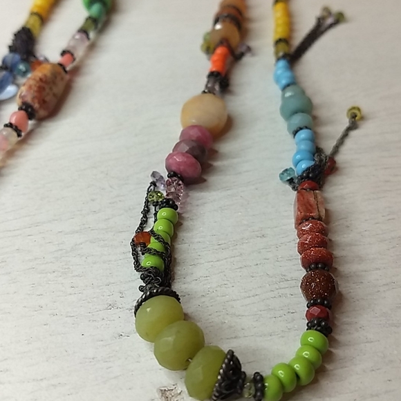 Boho Multi Colored Semi Prescious Stone Necklace - Picture 2 of 8